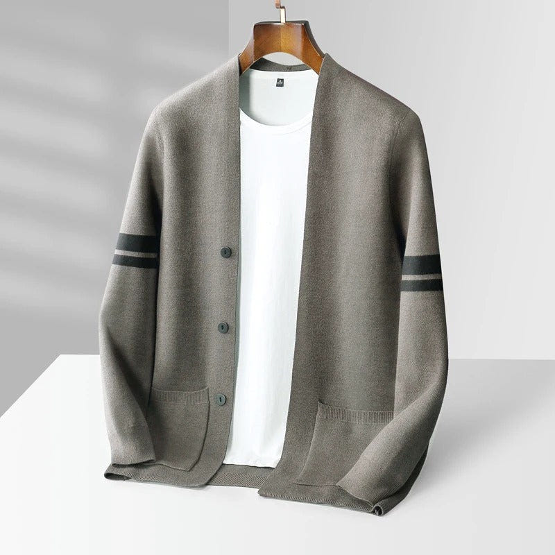 Osric | Men's Knit Striped Sleeve Open Front Cardigan