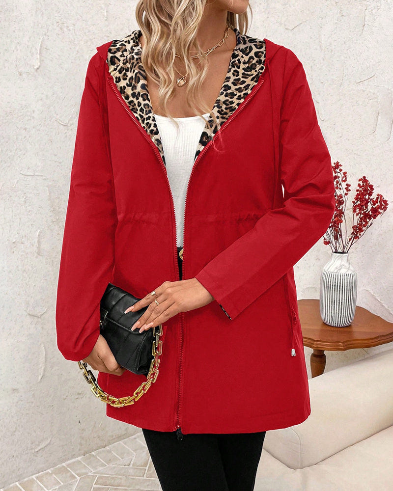 Aleah | Women's Reversible Hooded Leopard Print Coat