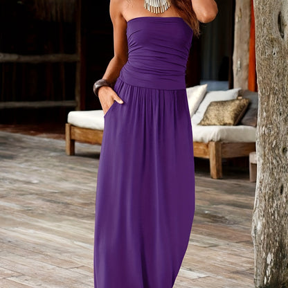 Marlowe | Women's Strapless Bandeau Pocket Maxi Dress