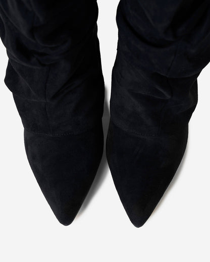 Noirenne | Slouchy Fold Over Knee High Hidden Wedge Boots