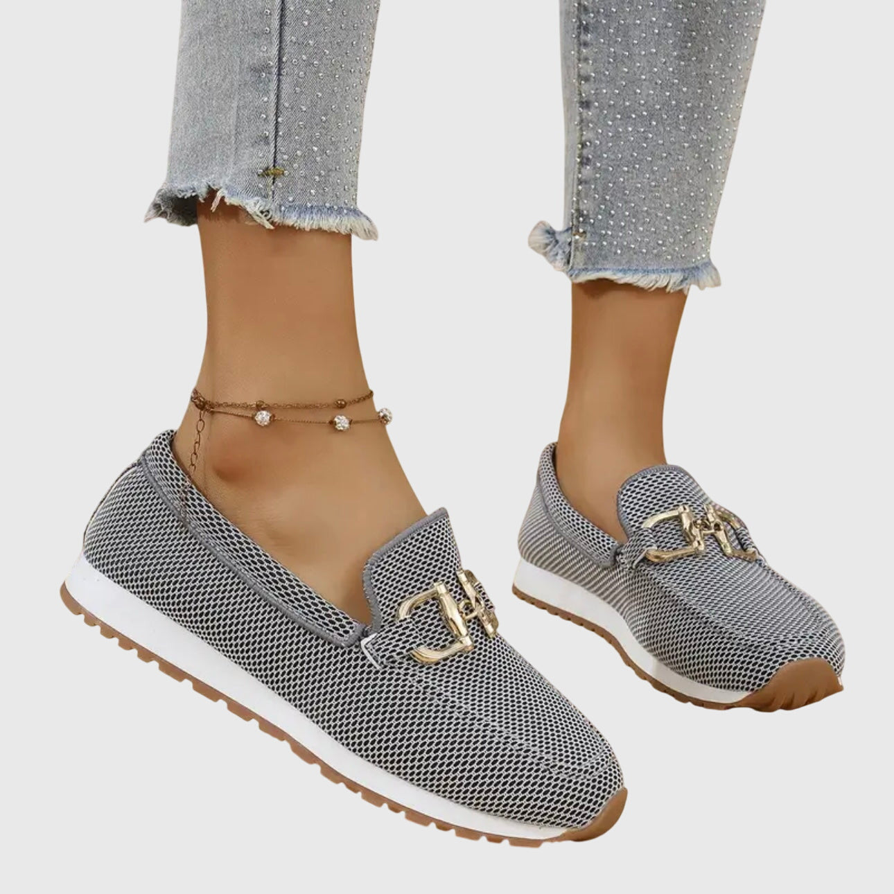 Susana | Loafers Orthopedic Platform Knit Gold Hardware Slip On