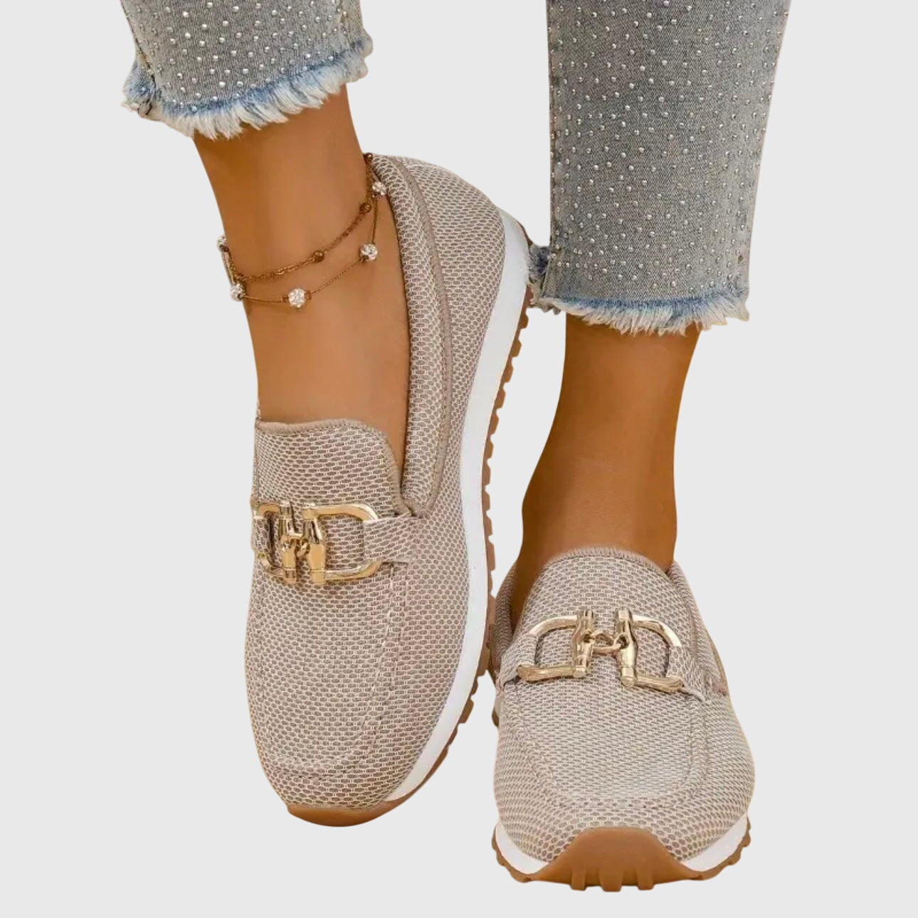 Susana | Loafers Orthopedic Platform Knit Gold Hardware Slip On