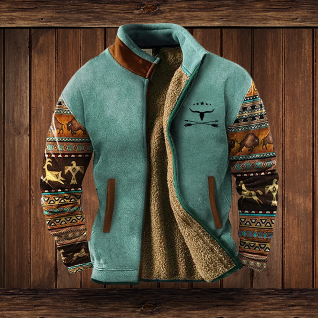 Weston | Men's Western Aztec Print Suede Bomber Jacket