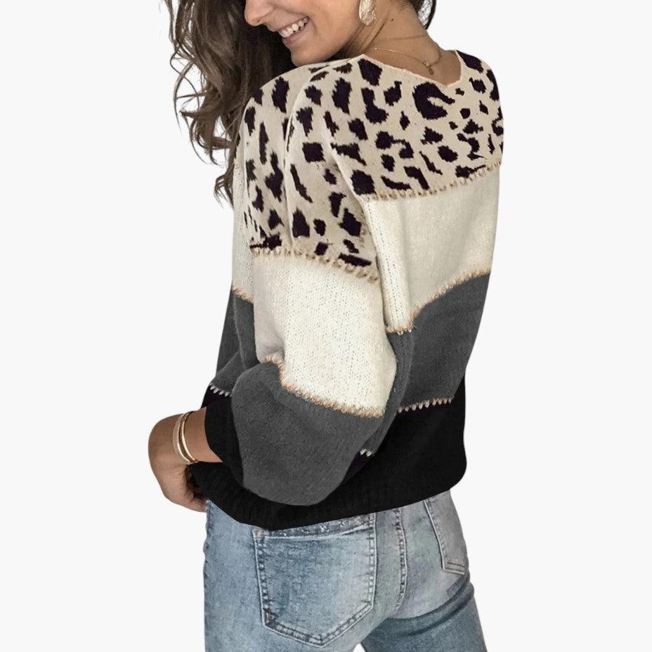 Marlowe | Women's Knit Colorblock Crew Neck Sweater