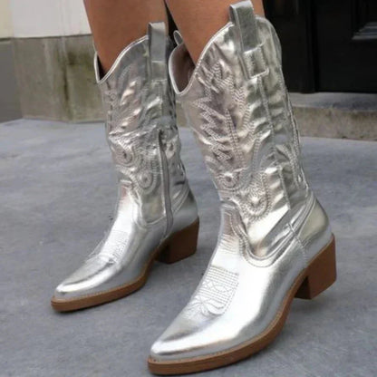 Peyton | Women's Metallic Western Embroidered Cowboy Boot