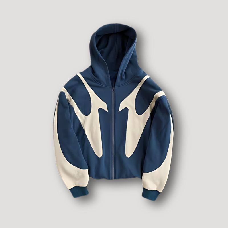 Elias | Men's Zip-Up Contrast Panel Graphic Streetwear Hoodie