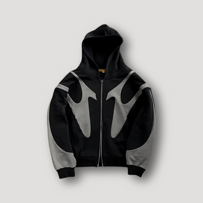 Elias | Men's Zip-Up Contrast Panel Graphic Streetwear Hoodie