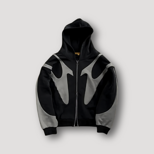 Elias | Men's Zip-Up Contrast Panel Graphic Streetwear Hoodie