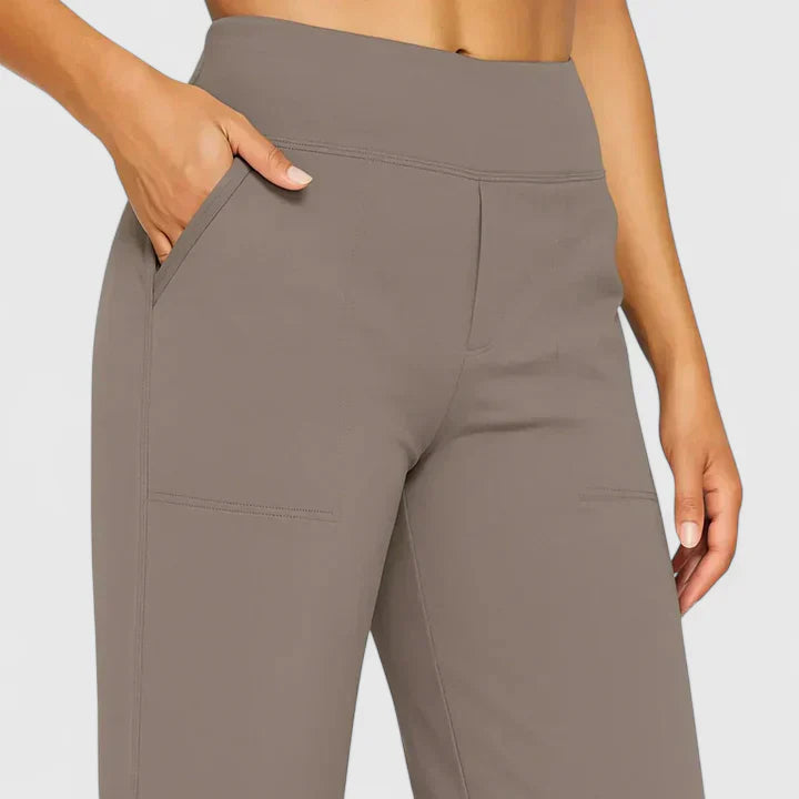 Ame | Wide Waistband High Waist Wide Leg Pocket Casual Pant