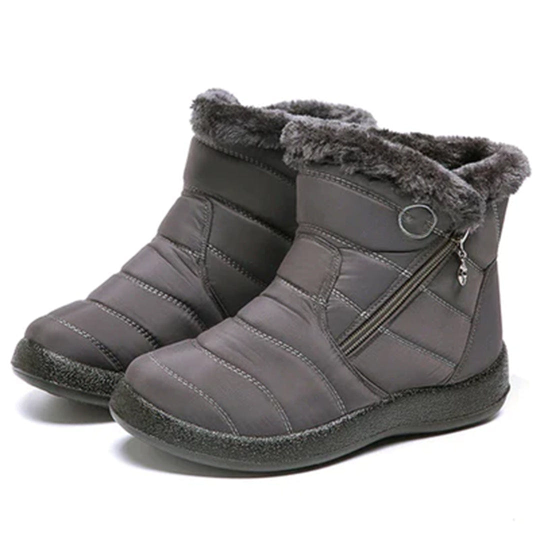 Marlowyx | Women's Fur Trim Waterproof Slip On Ankle Snow Boot