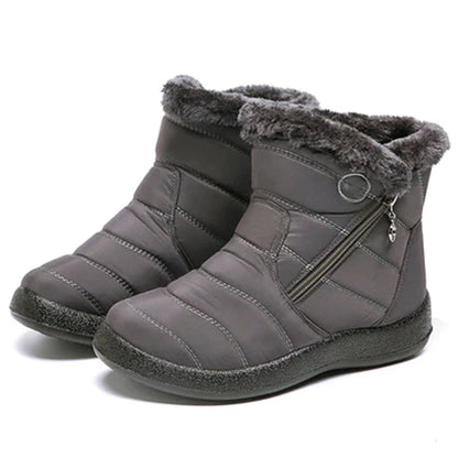 Marlowyx | Women's Fur Trim Waterproof Slip On Ankle Snow Boot