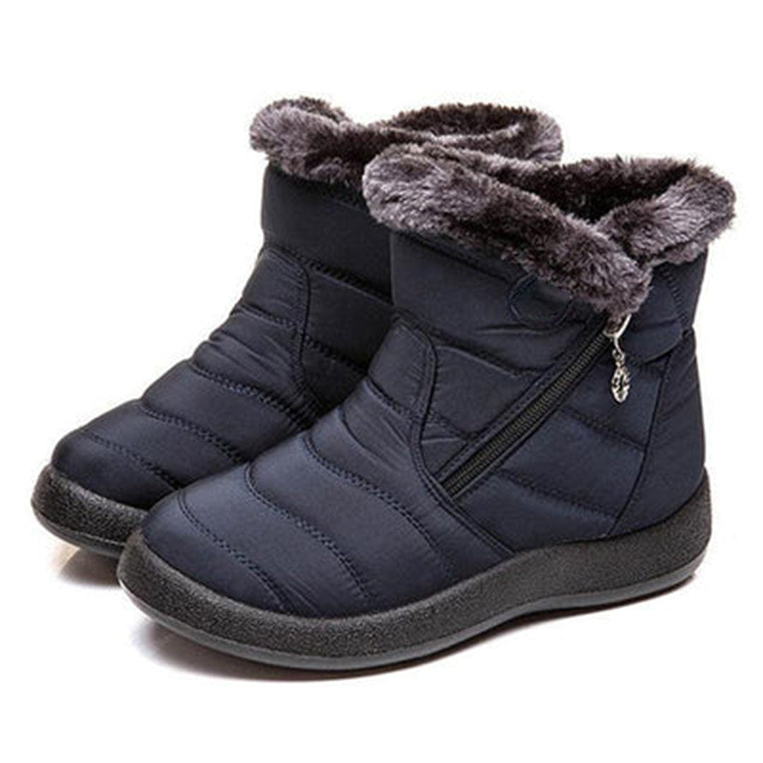 Marlowyx | Women's Fur Trim Waterproof Slip On Ankle Snow Boot
