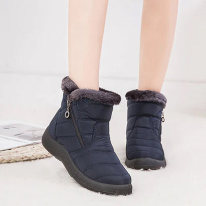 Marlowyx | Women's Fur Trim Waterproof Slip On Ankle Snow Boot