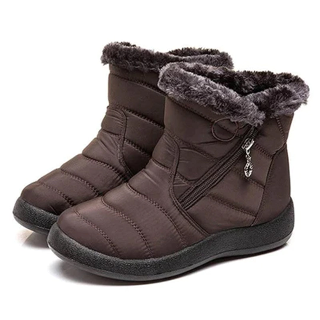 Marlowyx | Women's Fur Trim Waterproof Slip On Ankle Snow Boot