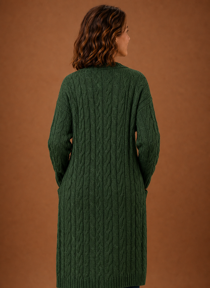 Fernwood | Women's Cable Knit Hooded Long Duster Cardigan