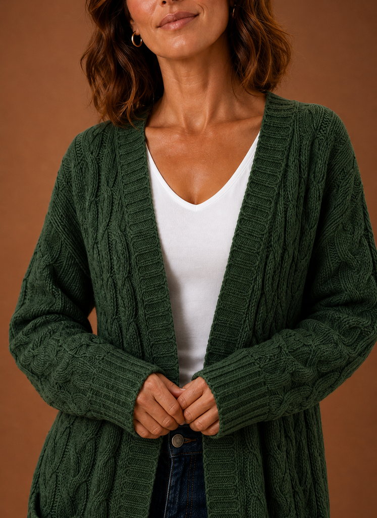 Fernwood | Women's Cable Knit Hooded Long Duster Cardigan