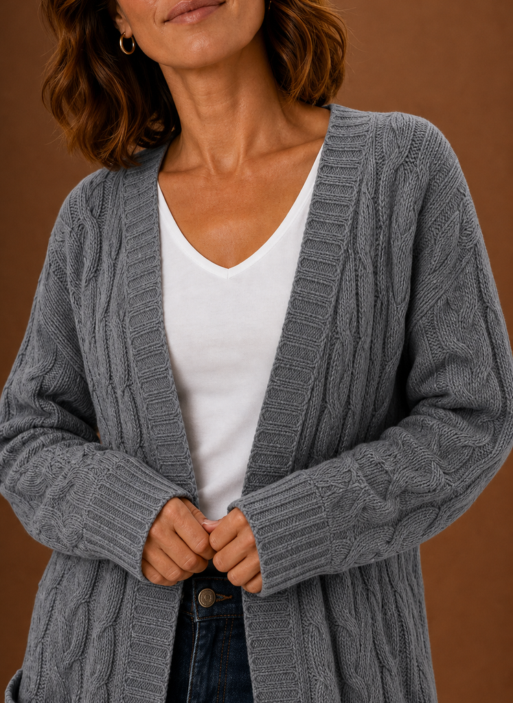 Fernwood | Women's Cable Knit Hooded Long Duster Cardigan