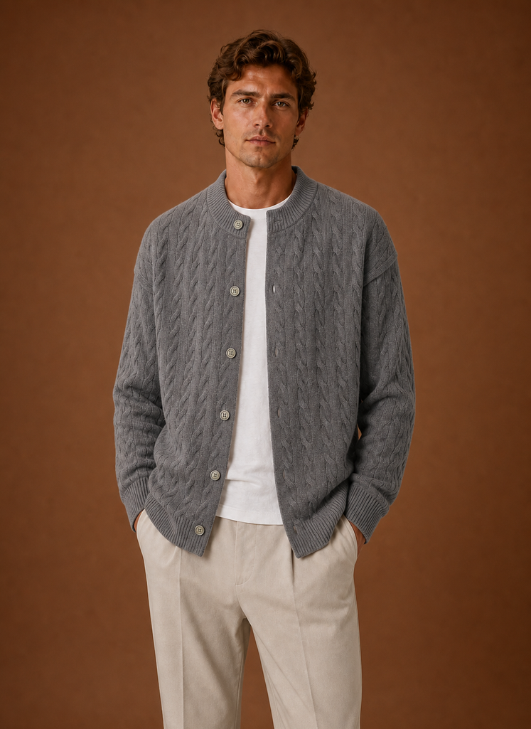 Ellsworth | Men's Cable Knit Button Front Cardigan Sweater