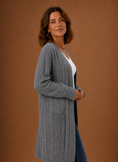 Fernwood | Women's Cable Knit Hooded Long Duster Cardigan
