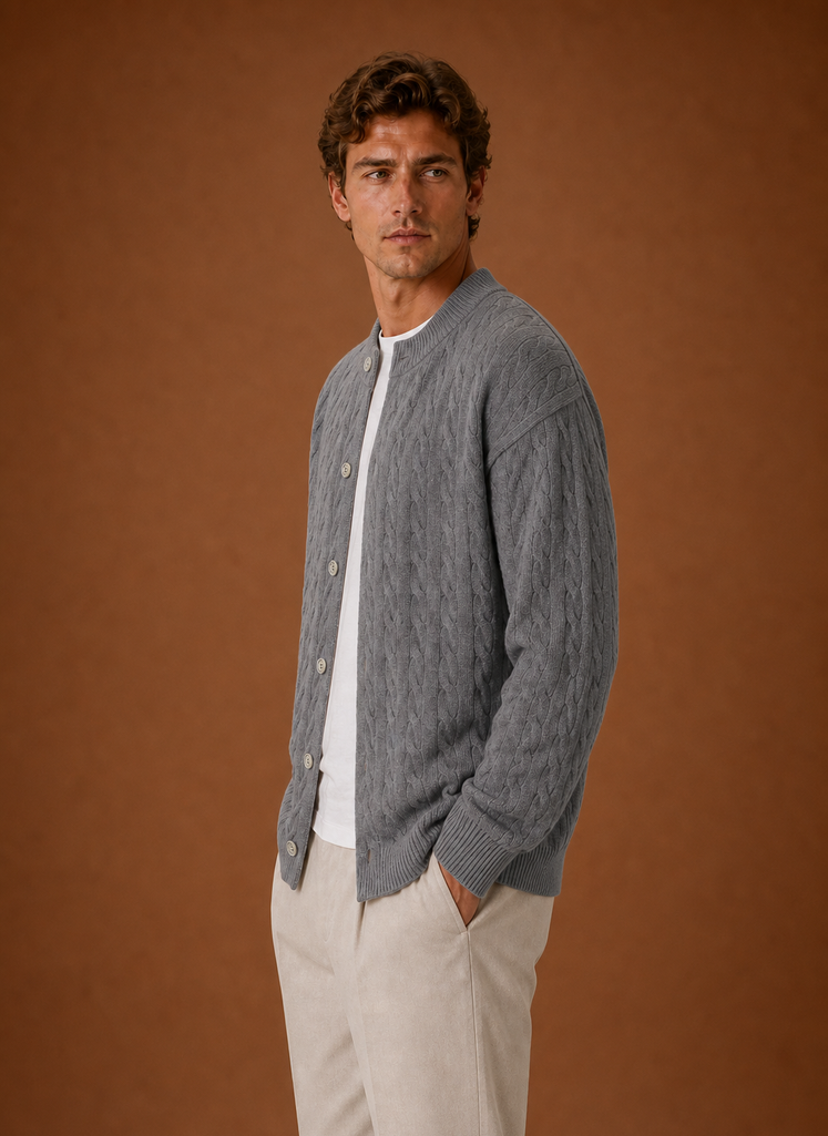 Ellsworth | Men's Cable Knit Button Front Cardigan Sweater