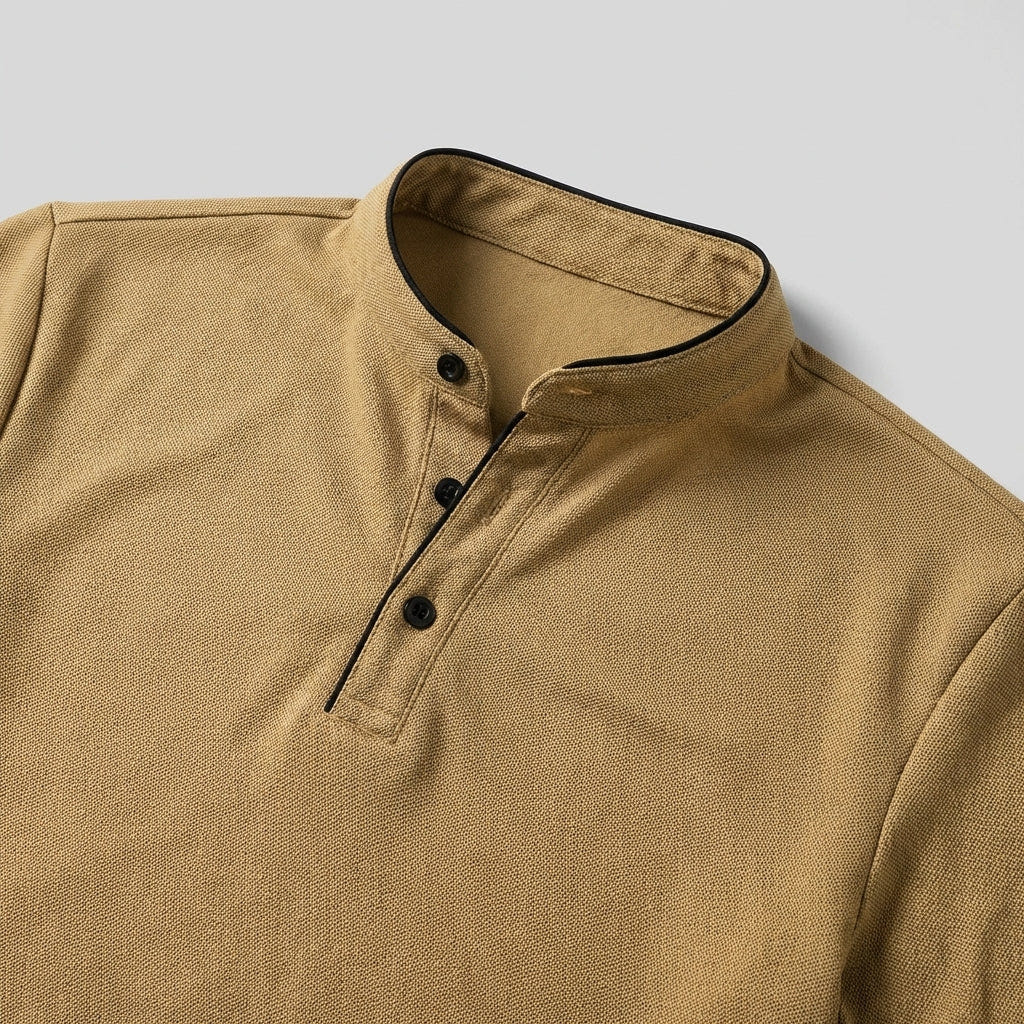 Thornbury | Men's Mandarin Collar Slim Fit Short Sleeve Polo