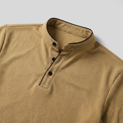 Thornbury | Men's Mandarin Collar Slim Fit Short Sleeve Polo
