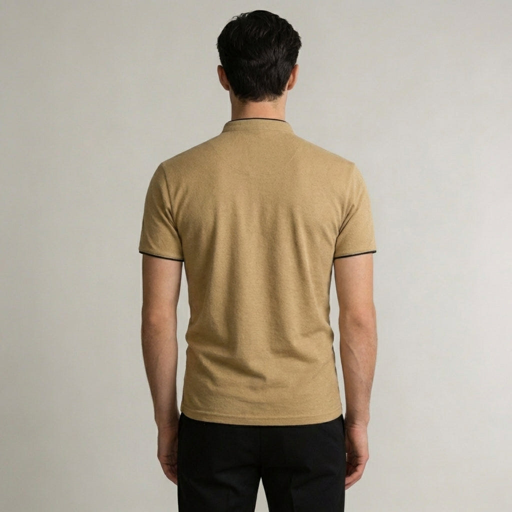 Thornbury | Men's Mandarin Collar Slim Fit Short Sleeve Polo