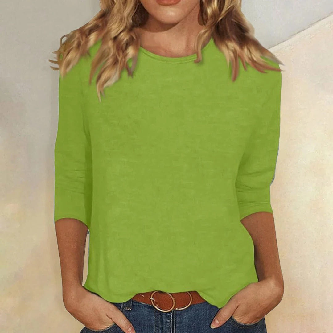 Stella | Crew Neck 3/4 Sleeve Relaxed Casual Top