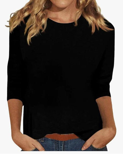 Stella | Crew Neck 3/4 Sleeve Relaxed Casual Top