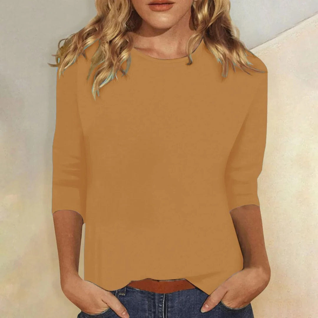 Stella | Crew Neck 3/4 Sleeve Relaxed Casual Top