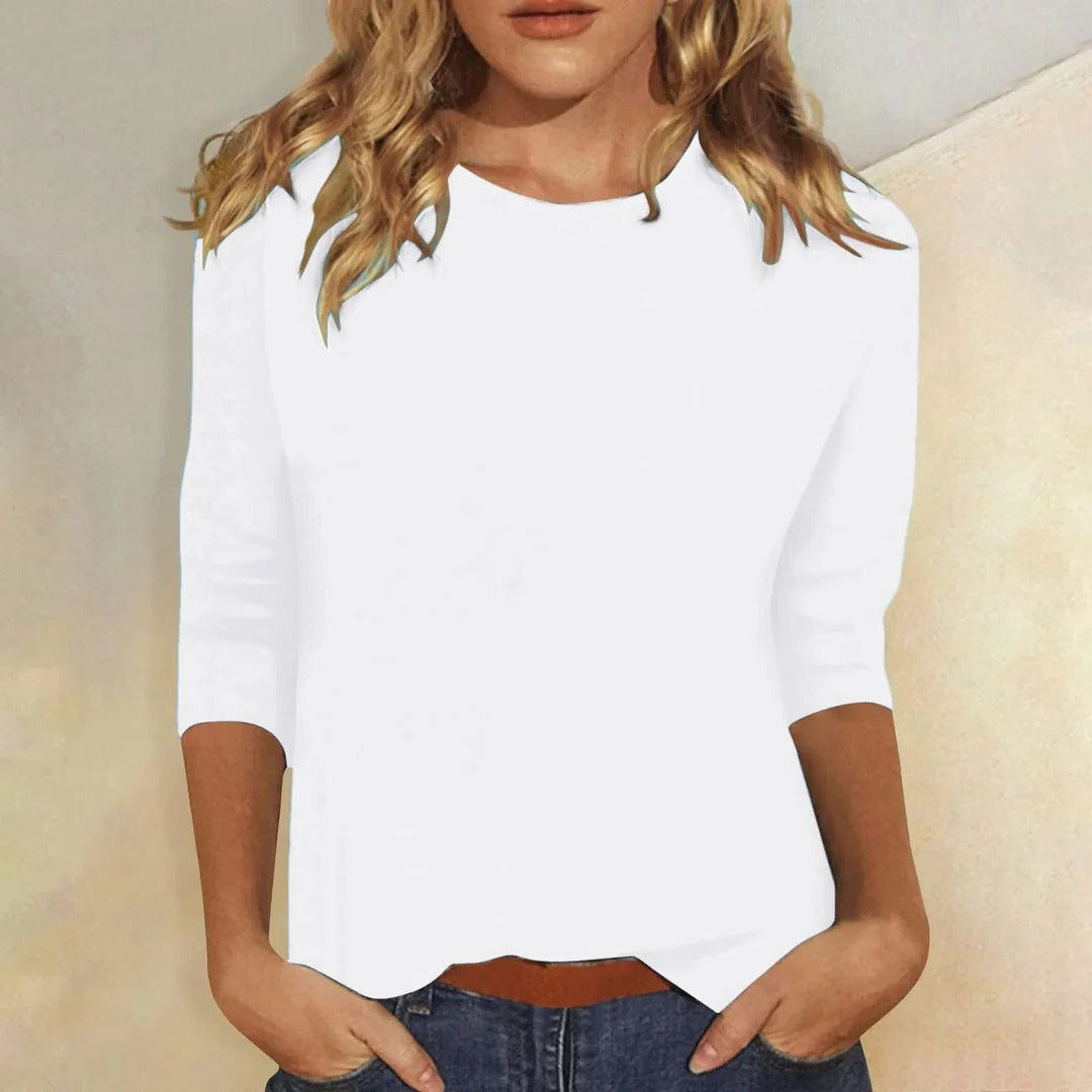 Stella | Crew Neck 3/4 Sleeve Relaxed Casual Top