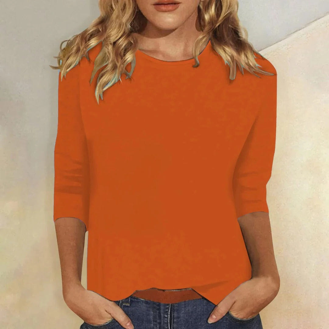 Stella | Crew Neck 3/4 Sleeve Relaxed Casual Top