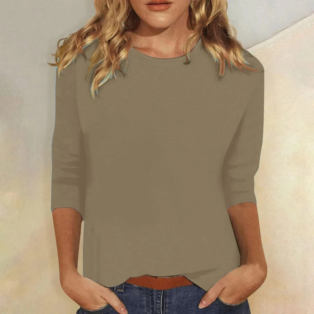 Stella | Crew Neck 3/4 Sleeve Relaxed Casual Top