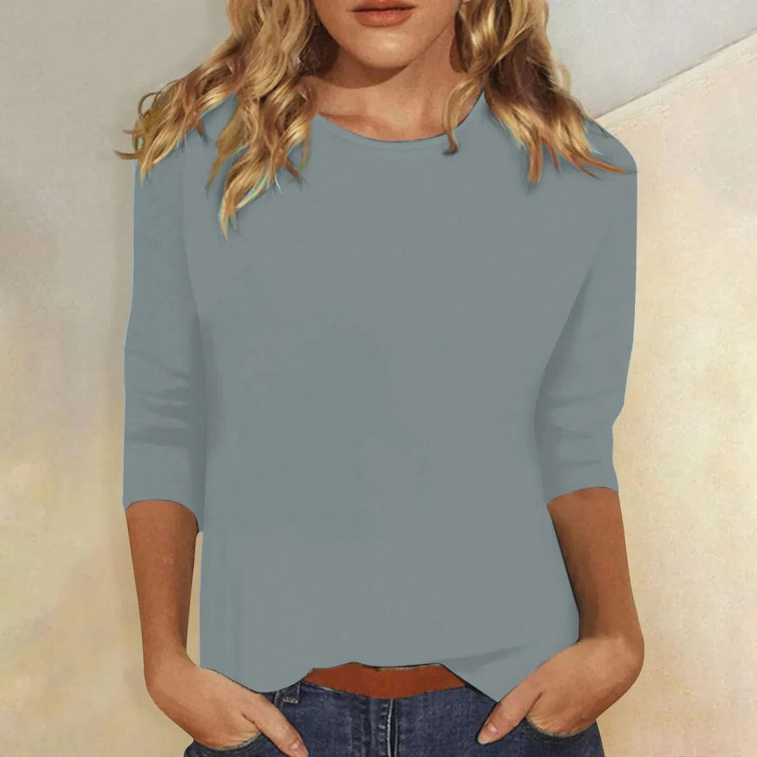 Stella | Crew Neck 3/4 Sleeve Relaxed Casual Top