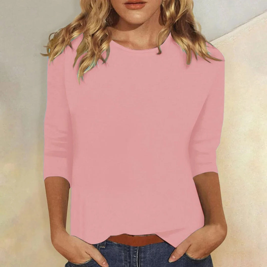 Stella | Crew Neck 3/4 Sleeve Relaxed Casual Top