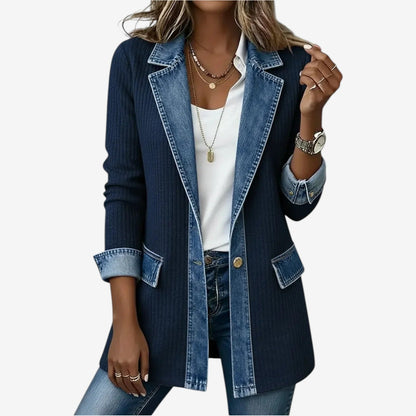 Maren | Women's Layered Collar Button Denim Jacket
