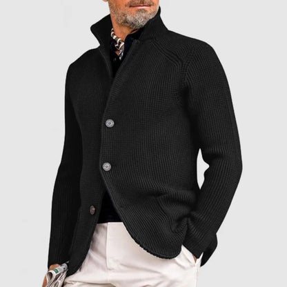 Emory | Men's Fine-Knit Stand-Collar Button Cardigan