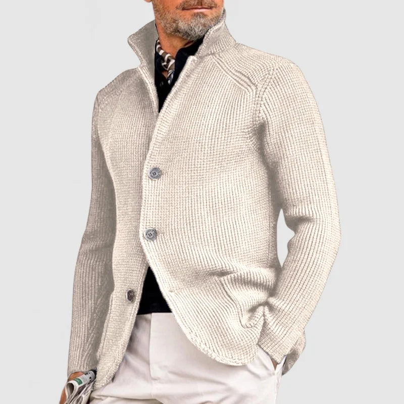 Emory | Men's Fine-Knit Stand-Collar Button Cardigan