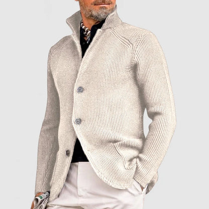 Emory | Men's Fine-Knit Stand-Collar Button Cardigan