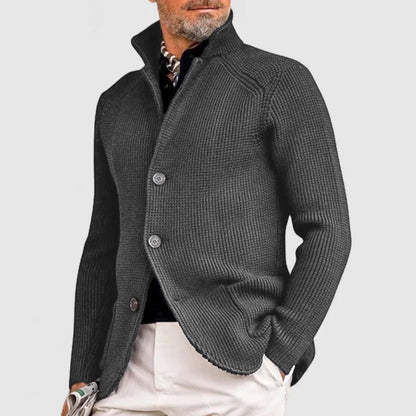 Emory | Men's Fine-Knit Stand-Collar Button Cardigan