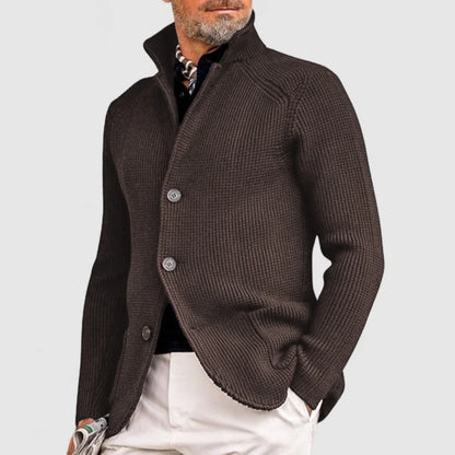 Emory | Men's Fine-Knit Stand-Collar Button Cardigan