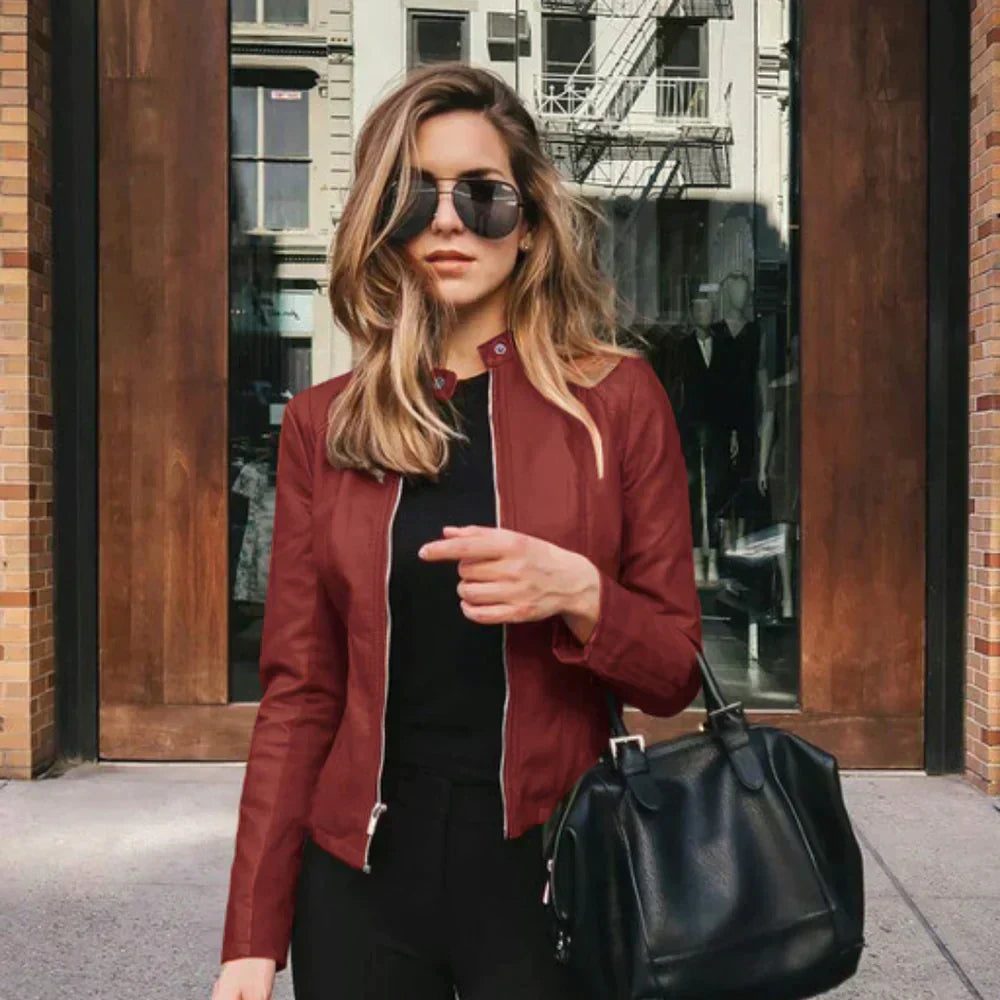 Ivara | Women's Moto Zip Fitted Biker Jacket
