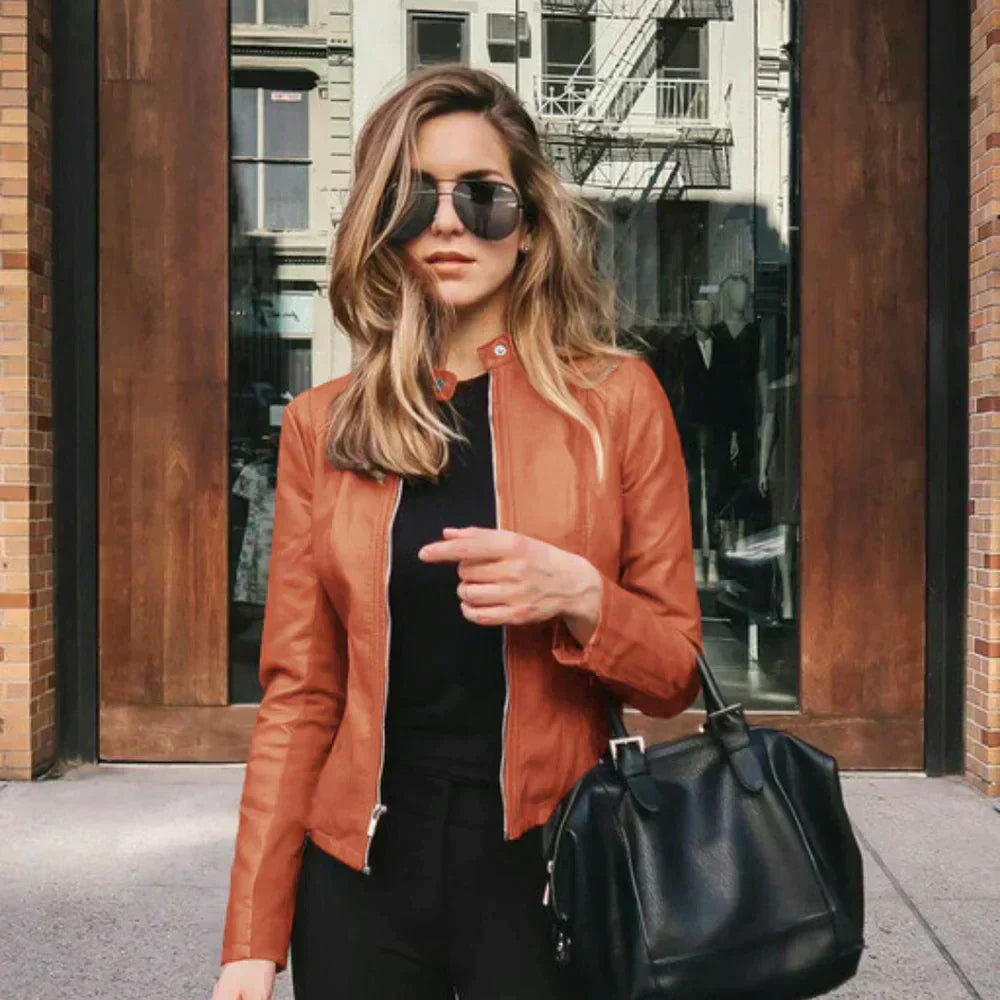 Ivara | Women's Moto Zip Fitted Biker Jacket