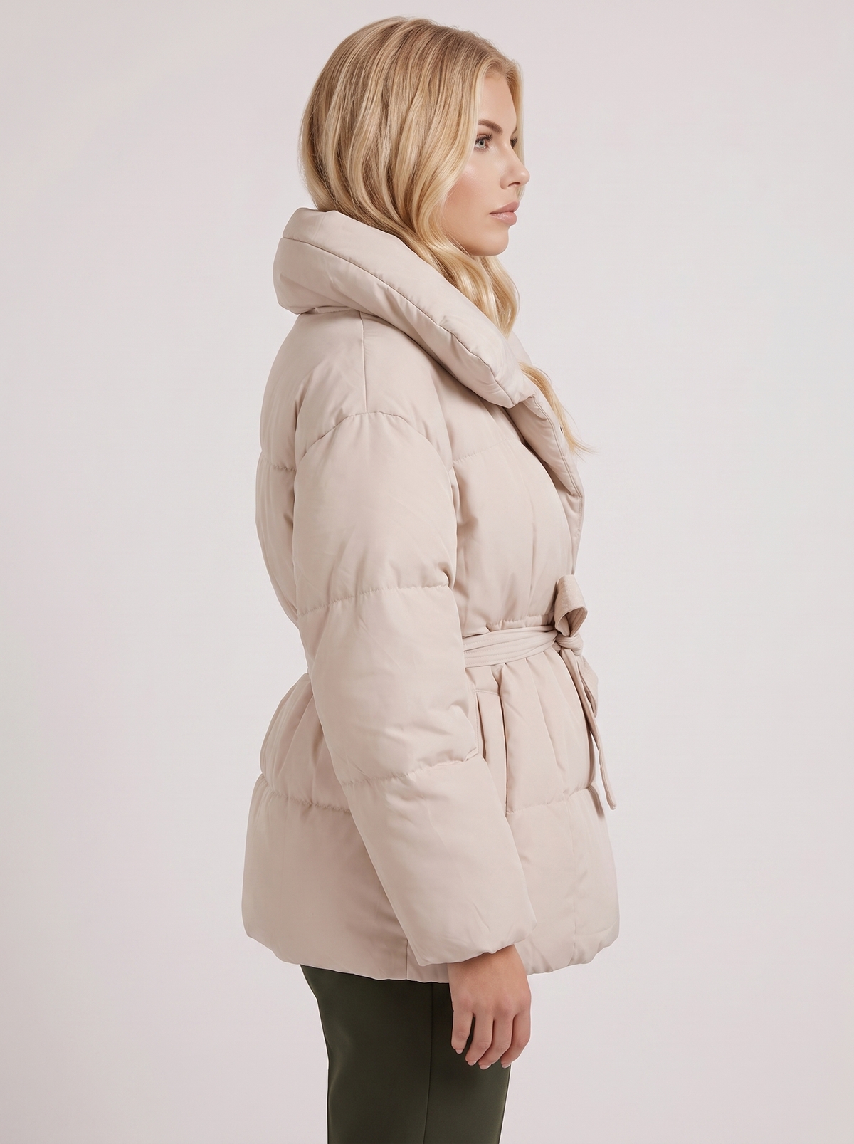 Marisette | Women's Quilted Belted Oversized Collar Winter Puffer Jacket