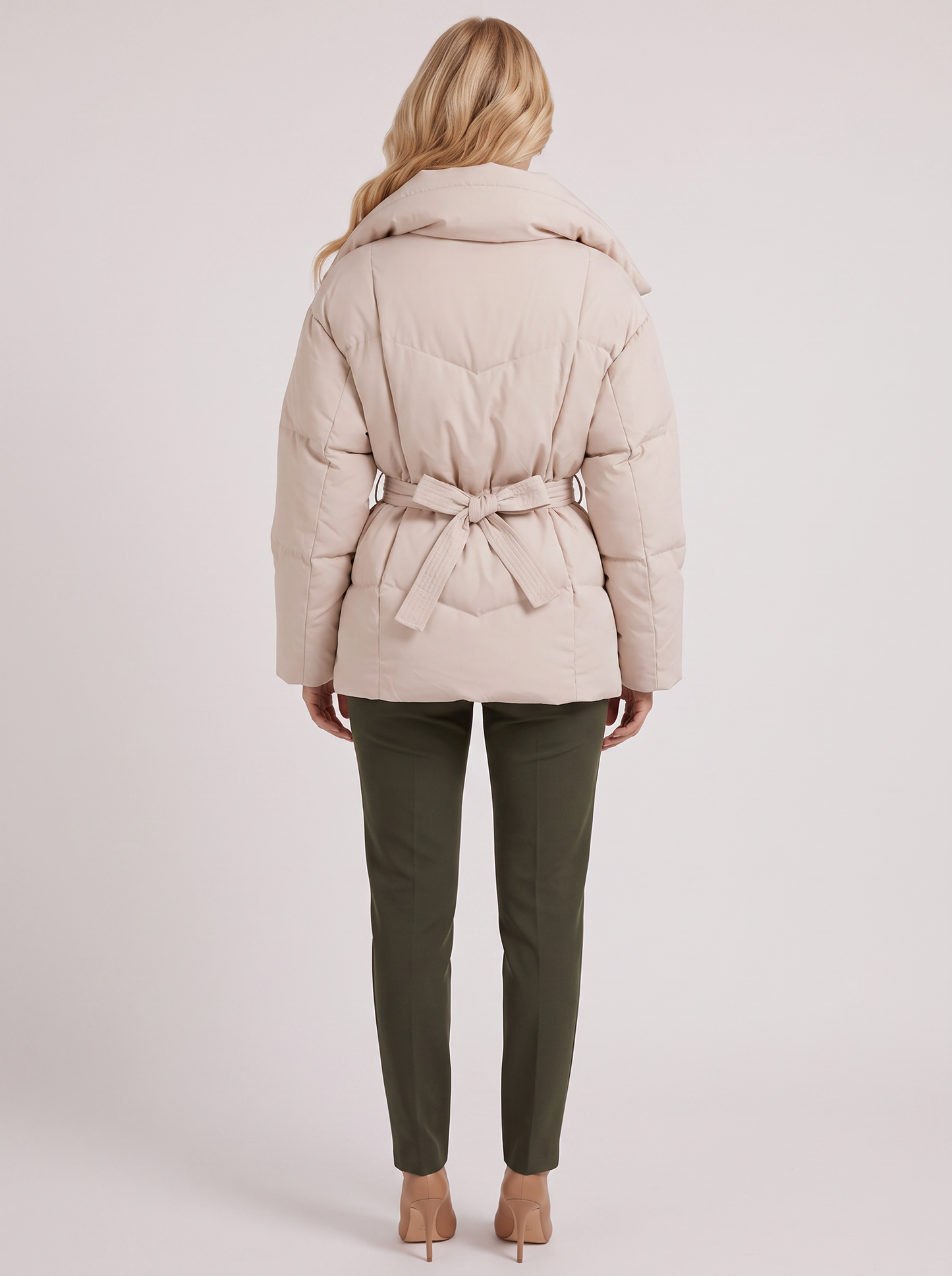 Marisette | Women's Quilted Belted Oversized Collar Winter Puffer Jacket