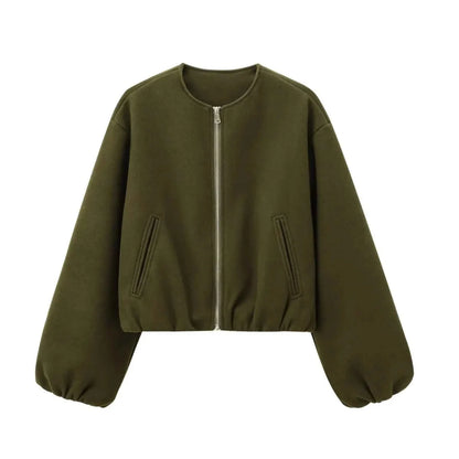 Marlowick | Women's Lightweight Cropped Zip-Up Bomber Jacket