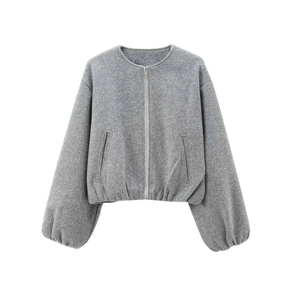 Marlowick | Women's Lightweight Cropped Zip-Up Bomber Jacket