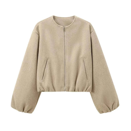 Marlowick | Women's Lightweight Cropped Zip-Up Bomber Jacket