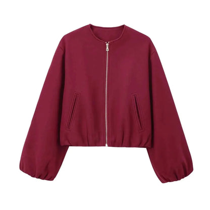 Marlowick | Women's Lightweight Cropped Zip-Up Bomber Jacket
