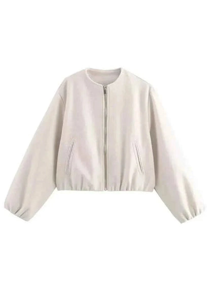 Marlowick | Women's Lightweight Cropped Zip-Up Bomber Jacket